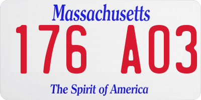 MA license plate 176AO3