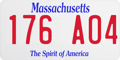 MA license plate 176AO4