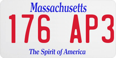 MA license plate 176AP3