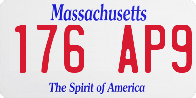 MA license plate 176AP9