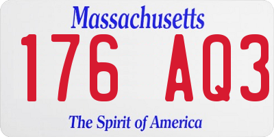 MA license plate 176AQ3