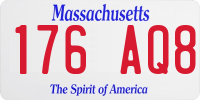 MA license plate 176AQ8