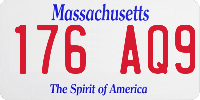 MA license plate 176AQ9