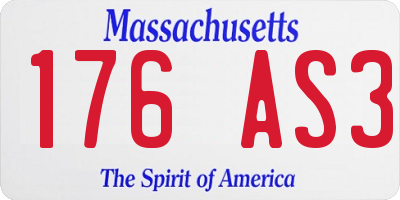 MA license plate 176AS3