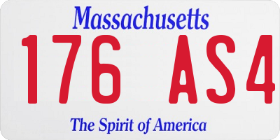 MA license plate 176AS4