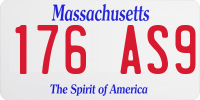 MA license plate 176AS9