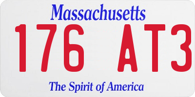 MA license plate 176AT3