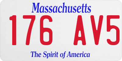 MA license plate 176AV5