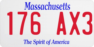 MA license plate 176AX3