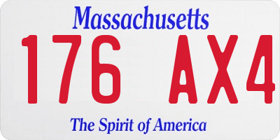 MA license plate 176AX4