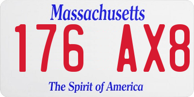 MA license plate 176AX8