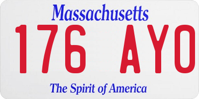 MA license plate 176AY0