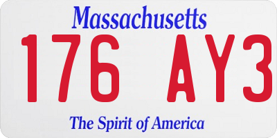 MA license plate 176AY3