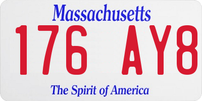 MA license plate 176AY8