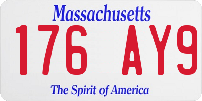 MA license plate 176AY9