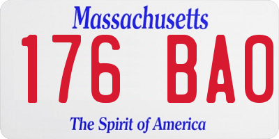 MA license plate 176BA0
