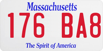 MA license plate 176BA8
