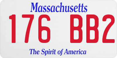 MA license plate 176BB2