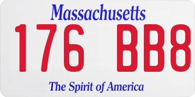 MA license plate 176BB8