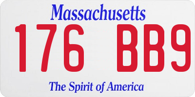 MA license plate 176BB9