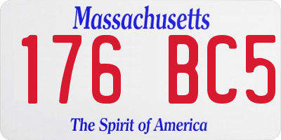 MA license plate 176BC5