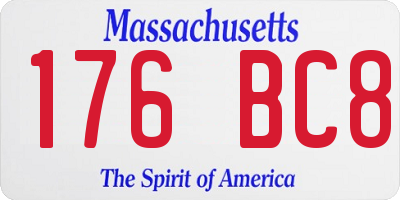 MA license plate 176BC8