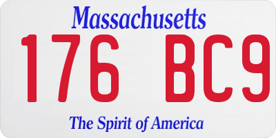 MA license plate 176BC9