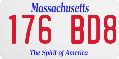 MA license plate 176BD8