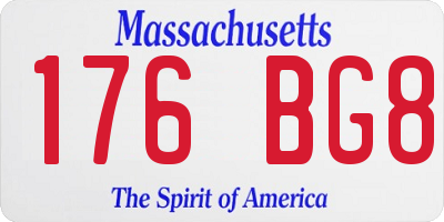 MA license plate 176BG8