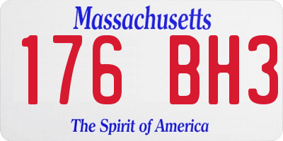 MA license plate 176BH3