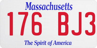 MA license plate 176BJ3