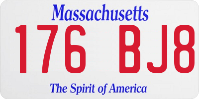 MA license plate 176BJ8