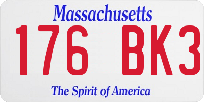 MA license plate 176BK3