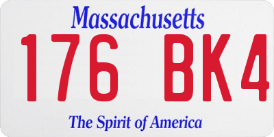 MA license plate 176BK4