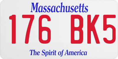 MA license plate 176BK5