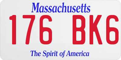 MA license plate 176BK6