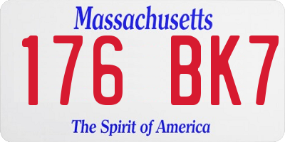 MA license plate 176BK7