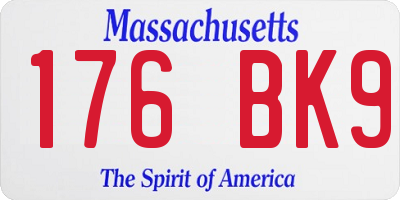 MA license plate 176BK9