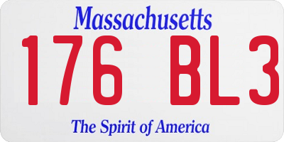 MA license plate 176BL3