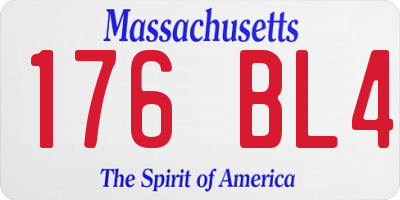 MA license plate 176BL4