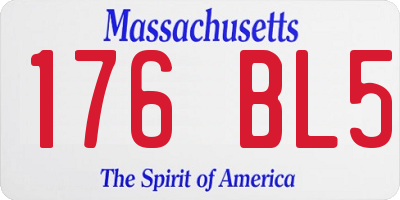 MA license plate 176BL5