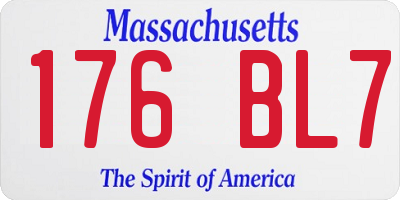 MA license plate 176BL7