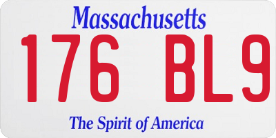 MA license plate 176BL9