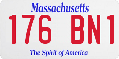 MA license plate 176BN1
