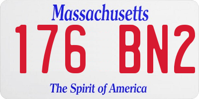 MA license plate 176BN2