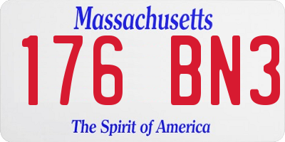 MA license plate 176BN3