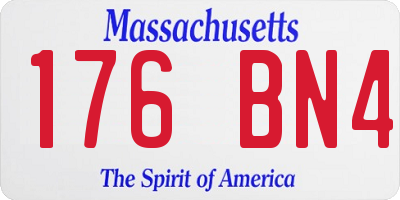 MA license plate 176BN4