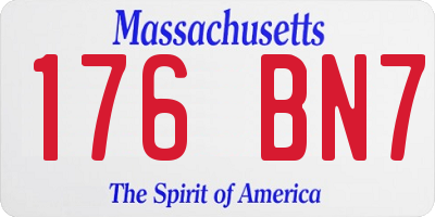 MA license plate 176BN7