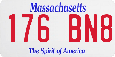 MA license plate 176BN8
