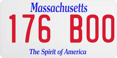 MA license plate 176BO0